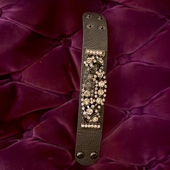 Cara N.Y. Black Leather Chain Crystal Bracelet - Picture 6 of 6